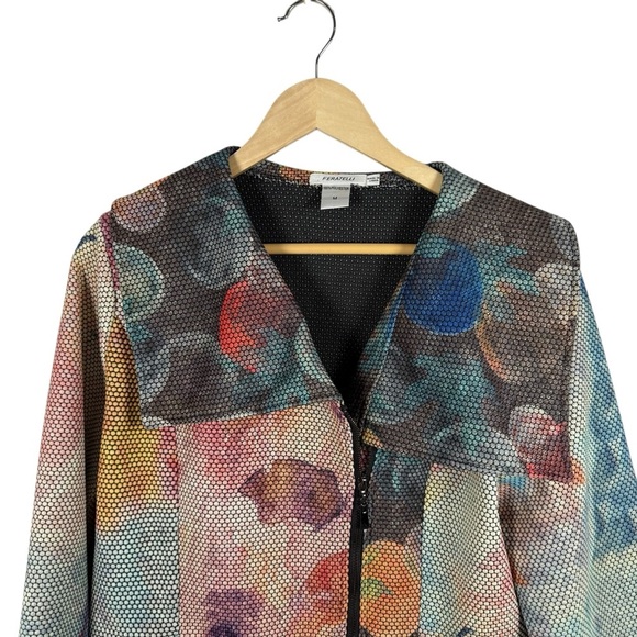 VINTAGE Feratelli Women’s Asymmetrical Abstract Mesh Full Zip Jacket Size M - Picture 3 of 7